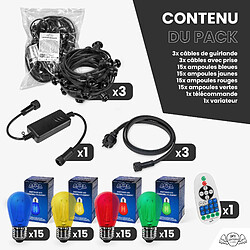 SkyLantern Guirlande Guinguette 30M Filament Multicolore LED 60 Bulbes Dimmables Avec Variateur et Télécommande pas cher