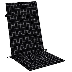 Acheter vidaXL Coussins de chaise à dossier haut lot de 6 carreaux noir