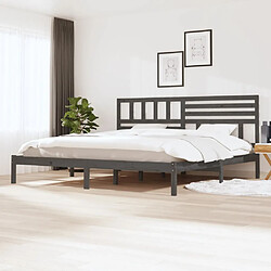 vidaXL Cadre de lit sans matelas bois massif de pin gris 200x200 cm