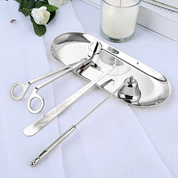 4pc Bougie Outils Bougie Mèche Tondeuse éteignoir Dipper Plateau De Rangement Argent