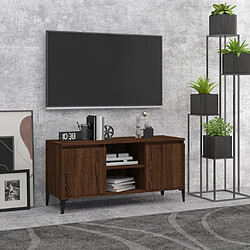 vidaXL Meuble TV avec pieds en métal Chêne marron 103,5x35x50 cm