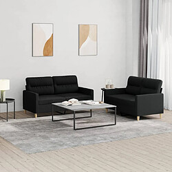 Maison Chic Ensemble de canapés 2 pcs avec coussins, Canapé droit Sofa pour Salon Noir Tissu -GKD619395