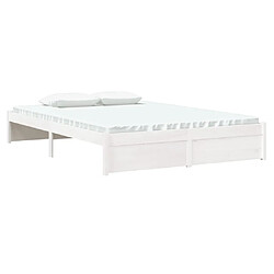 Avis Maison Chic Lit adulte - Lit simple Cadre de lit,Structure du lit Contemporain Blanc Bois massif 140x190 cm -MN76310