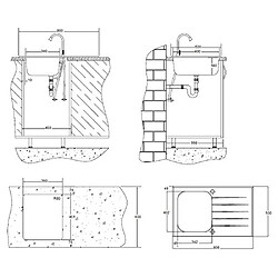 SINK SOLUTION Glass sink S LINE 800x505 print bambus inset reversible