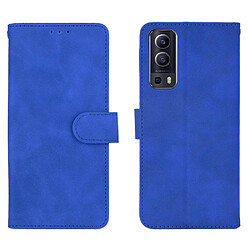 Etui en PU Toucher la peau avec support bleu pour votre Vivo Y72 5G/iQOO Z3 5G