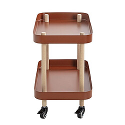 Acheter Pegane Chariot de service, desserte en bois coloris naturel et métal rouge -longueur 50 x profondeur 30 x hauteur 47 cm