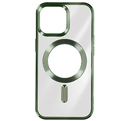 Avizar Coque MagSafe pour iPhone 15 Pro Silicone Protection Caméra Contour Chromé Vert