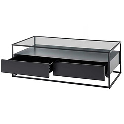 Pegane Table basse avec rangements en bois et métal coloris noir mat - L.120 x H.40 x P.60 cm