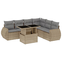 vidaXL Salon de jardin avec coussins 7 pcs beige résine tressée