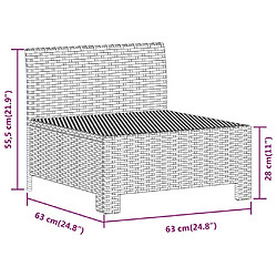 vidaXL Canapé central de jardin avec coussin Gris Résine tressée pas cher