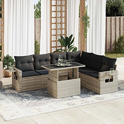 vidaXL Salon de jardin avec coussins 7 pcs gris clair résine tressée