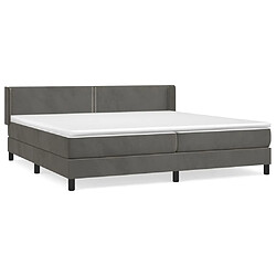 Maison Chic Lit Adulte - Lit simple Lit à sommier tapissier et matelas moelleux - Meuble de Chambre - Gris foncé 200x200cm Velours -MN41289