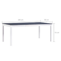 vidaXL Table à manger Blanc et gris 180x90x73 cm Bois de pin pas cher