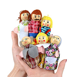 Universal 6 Pièces/Lot Série Doigts Ensemble de marionnettes artisanales Poupées en tissu Jouets Mini Poupées en peluche Jouets d'histoires éducatives Grand-mère Papa Frère | Marionnettes