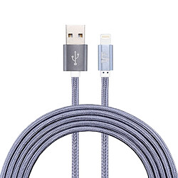 Wewoo Câble gris pour iPhone X / 8 et 8 Plus / 7 7 Plus / 6 6 6 Plus 6 Plus / 5 5S & SE & 5C / iPad YF-MX04 3 M 2.4A MFI Certifié Lightning à USB Nylon Weave Style Data Sync de Recharge