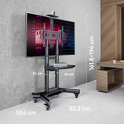 Avis ONKRON Professionnel Support TV Roulettes pour 40" - 70" TV, Ecran Mobile sur Pied Poids jusqu’à 45,5 kg - Meuble TV sur Roulettes VESA 100x100 - 600x400/Chariot TV à Roulettes Hauteur Réglable TS1551-B Noir