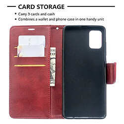 Wewoo Housse Coque Pour Galaxy A51 Retro Lambskin Texture Pure Color Horizontal Flip PU en cuir avec support et fentes cartes et portefeuille et lanière rouge pas cher