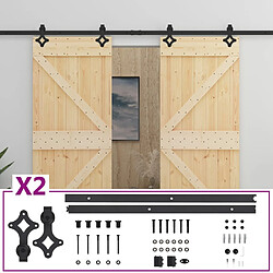 vidaXL Porte coulissante avec kit de quincaillerie 80x210cm Pin massif