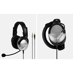 Casque d'Ecoute Supra-Auriculaire avec Microphone Antibruit 2x Jack 3,5mm, Gamer, , Noir/Argent, KOSS, SB45