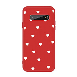 Wewoo Coque Pour Galaxy S10 + Multi Love Heart Pattern Housse de protection en TPU givré rouge