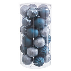 BigBuy Home Boules de Noël Bleu Plastique Ø 6 cm (30 Unités)