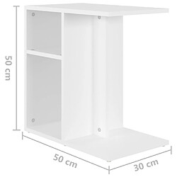 vidaXL Table d'appoint Blanc 50x30x50 cm Bois d’ingénierie pas cher