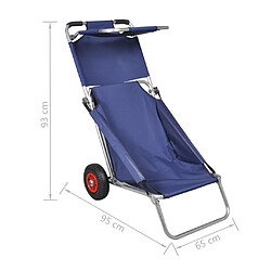 vidaXL Chariot de plage avec roues portable et pliable Bleu pas cher