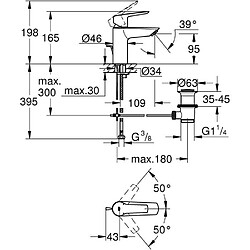 Acheter Mitigeur monocommande lavabo - GROHE Start - 242092432 - Noir mat - Taille S - Economie d'eau - Tirette et vidage