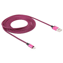 Wewoo Câble Magenta pour iPhone 6 & 6 Plus, 5 & 5S & 5C, iPad Air 2 & Air, mini 1/2/3, iPod touch 5 2m tissé style Lightning à USB données de synchronisation / de chargement,