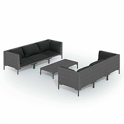 Maison Chic Salon de jardin 7 pcs + coussins - Mobilier/Meubles de jardin - Table et chaises d'extérieur Résine tressée Gris foncé -MN80157 