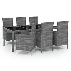 Maison Chic Salon de jardin 7 pcs + coussins - Mobilier/Meubles de jardin - Table et chaises d'extérieur Résine tressée Gris -MN51731