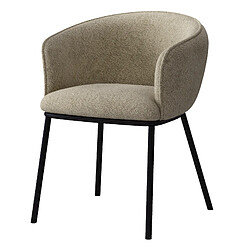 Moloo ALVIN-Fauteuil de table en tissu Bouclé Grège et métal noir