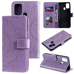 Etui en PU empreinte fleur cool violet pour votre Samsung Galaxy A21s