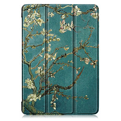 Etui en PU impression de modèle avec support tri-pliure fleur de pêche pour votre Apple iPad 10.2 (2019)