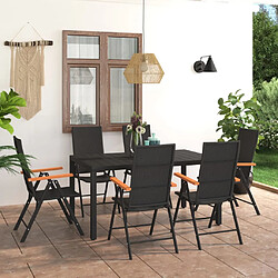 vidaXL Ensemble à manger de jardin 7 pcs noir et marron