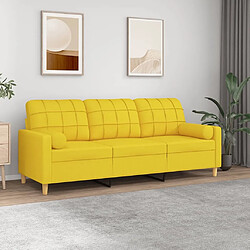 Maison Chic Canapé 3 places avec oreillers,Sofa de Salon,Canapé droit jaune clair 180 cm tissu -GKD398245