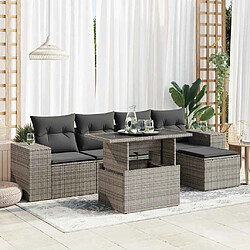 vidaXL Salon de jardin 6 pcs avec coussins gris résine tressée