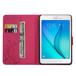 Acheter Wewoo Housse Étui Magenta pour Samsung Galaxy Tab A 8.0 / T350 fleurs pressées motif de papillon flip horizontal en cuir PU avec boucle magnétique et titulaire fentes cartes porte-monnaie