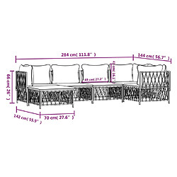 vidaXL Salon de jardin avec coussins 6 pcs anthracite acier pas cher