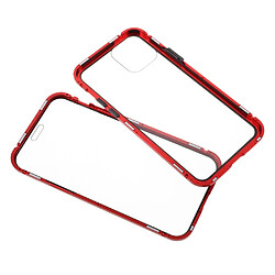 Coque en cadre métallique couverture complète magnétique du cadre double face rouge pour votre Apple iPhone 12/12 Pro