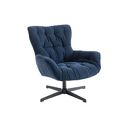 Avis Vente-Unique Fauteuil pivotant en tissu bleu nuit OPHELIE