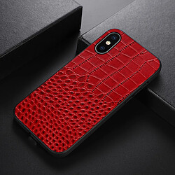 Coque en cuir véritable texture crocodile rouge pour votre iPhone XS Max 6.5 pouces