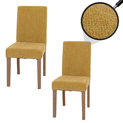 Decoshop26 Lot de 2 chaises de salle à manger dossier haut en tissu chenille jaune pieds en bois clairs 04_0007324