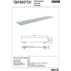 Bemeta - Maison De La Tendance Etagère de douche murale WHITE 60 cm en verre