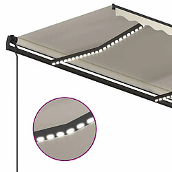 Maison Chic Auvent manuel rétractable,Store manuel de porte avec LED 4,5x3,5 m Crème -GKD66908 pas cher