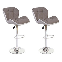 Decoshop26 2x tabourets de bar chaise de comptoir hauteur réglable en synthétique gris taupe cadre en acier chromé 04_0005202