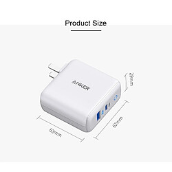 Wewoo Chargeur 33W Interface PowerPort PD USB-C / Type-C + mural pour PowerIQ 2.0 USB-A (Blanc)