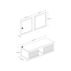 Vente-Unique Meuble de salle de bain suspendu en bois d'acacia avec double vasque et miroirs - 130 cm - PENEBEL pas cher