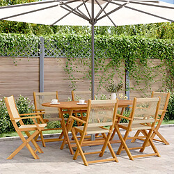 vidaXL Ensemble à Manger de jardin 7pcs beige polypropylène et bois