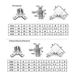 Connecteur d'angle intérieur à 3 voies Équerres